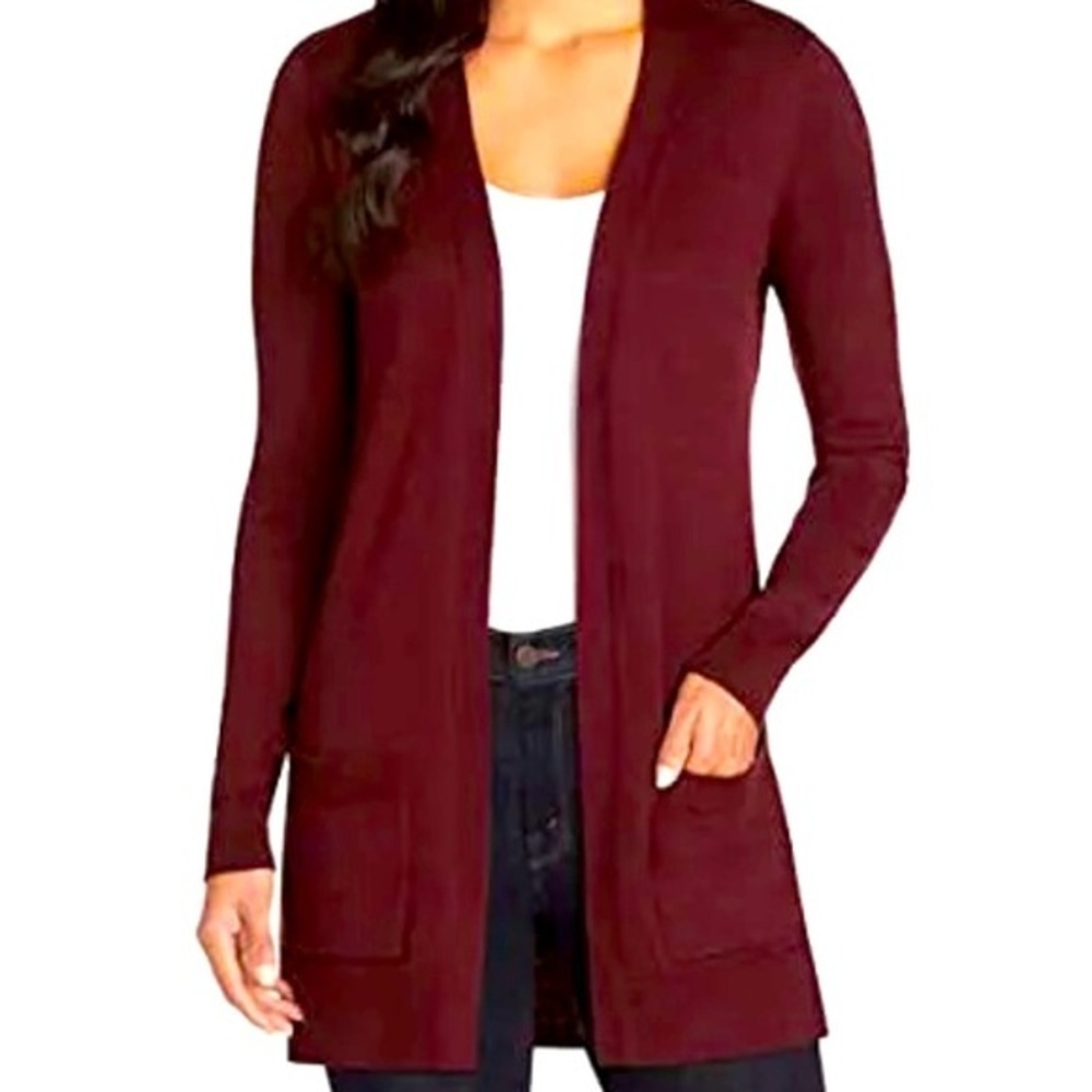 Marty M - Women’s The Boyfriend Cardigan Color: Merlot. Size: SML (Y-W2)